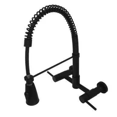 Kingston Brass Gourmetier GS8280DL Concord Two Handle Wall Mount Pull-Down Kitchen Faucet, Matte Black Same Day Shipping