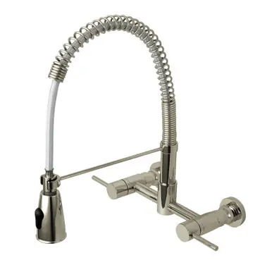 Warranty Included Kingston Brass Gourmetier GS8288DL Concord Two Handle Wall Mount Pull-Down Kitchen Faucet, Brushed Nickel