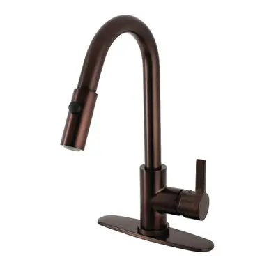 Worldwide Shipping Kingston Brass Gourmetier LS8785CTL Continental Single Handle Pull-Down Kitchen Faucet, Oil Rubbed Bronze