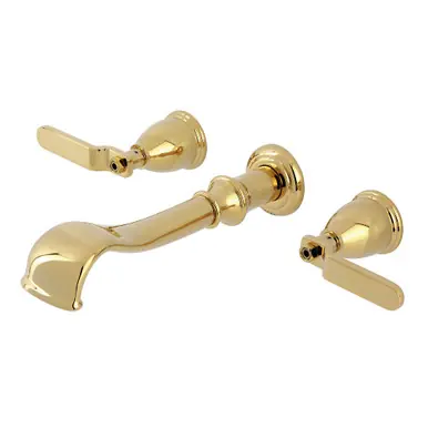 Kingston Brass Hallerbos Two Handle Wall Mount Roman Tub Faucet, Polished Brass - KS5022KL Save Now