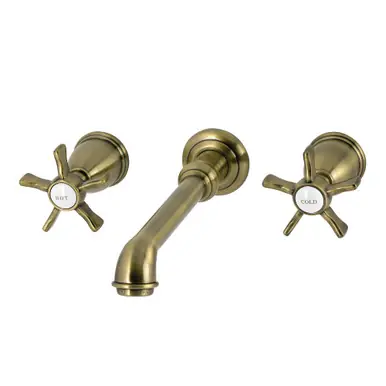 Kingston Brass Hamilton Double-Handle Wall Mount Bathroom Faucet, Antique Brass - KS7123NX Markdown