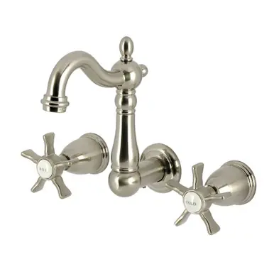 Kingston Brass Hamilton Double-Handle Wall Mount Bathroom Faucet, Brushed Nickel - KS1228NX Limited Offer