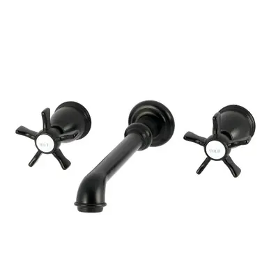 Kingston Brass Hamilton Double-Handle Wall Mount Bathroom Faucet, Matte Black - KS7120NX Money Back Guarantee