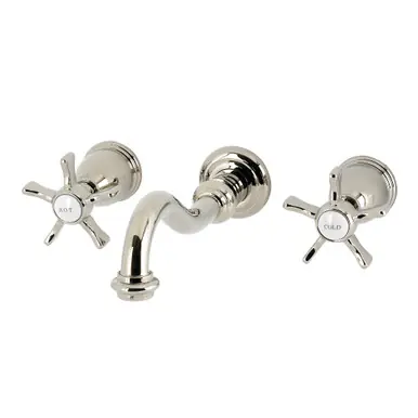 Fan Favorite Kingston Brass Hamilton Double-Handle Wall Mount Bathroom Faucet, Polished Nickel - KS3126NX