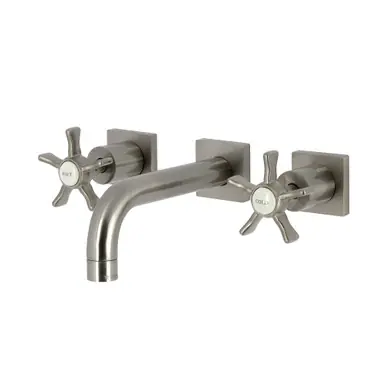 Kingston Brass Hamilton Two Handle Wall Mount Bathroom Faucet, Brushed Nickel - KS6128NX High Quality