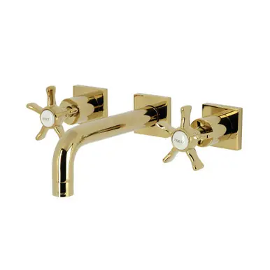 Kingston Brass Hamilton Two Handle Wall Mount Bathroom Faucet, Polished Brass - KS6122NX Deal