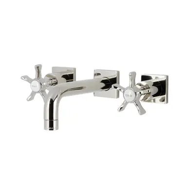 Kingston Brass Hamilton Two Handle Wall Mount Bathroom Faucet, Polished Nickel - KS6126NX Special Offer
