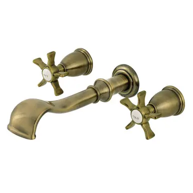 Kingston Brass Hamilton Two Handle Wall Mount Roman Tub Faucet, Antique Brass - KS5023NX Professional Grade