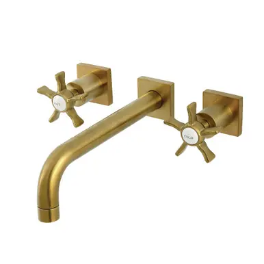 Big Sale Kingston Brass Hamilton Two Handle Wall Mount Roman Tub Faucet, Brushed Brass - KS6027NX