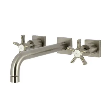 Kingston Brass Hamilton Two Handle Wall Mount Roman Tub Faucet, Brushed Nickel - KS6028NX Clearance