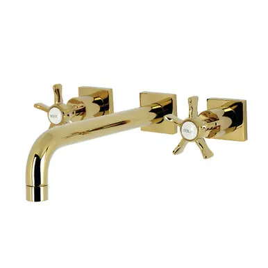 Kingston Brass Hamilton Two Handle Wall Mount Roman Tub Faucet, Polished Brass - KS6022NX While Supplies Last
