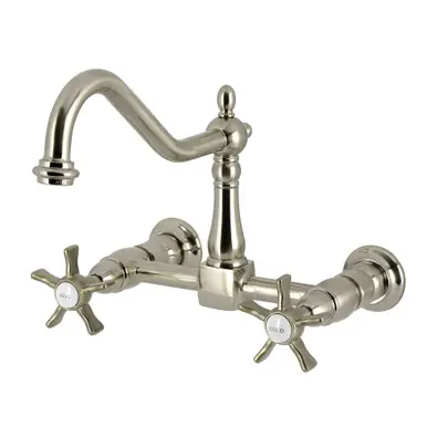 Kingston Brass Hamilton Two-Handle Wall Mount Bridge Kitchen Faucet, Brushed Nickel - KS1248NX Luxury