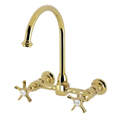 Kingston Brass Hamilton Two-Handle Wall Mount Bridge Kitchen Faucet, Polished Brass - KS1292NX Get Yours