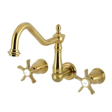 Kingston Brass Hamilton Two-Handle Wall Mount Roman Tub Faucet, Brushed Brass - KS1027NX Free Shipping