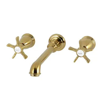 Kingston Brass Hamilton Two-Handle Wall Mount Roman Tub Faucet, Brushed Brass - KS7027NX Final Sale