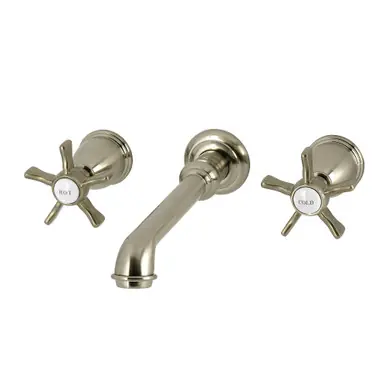Kingston Brass Hamilton Two-Handle Wall Mount Roman Tub Faucet, Brushed Nickel - KS7028NX Clearance