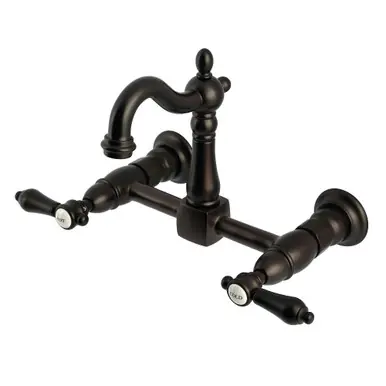 Kingston Brass Heirloom Two Handle Wall Mount Kitchen Faucet, Oil Rubbed Bronze - KS2445BAL New Arrival