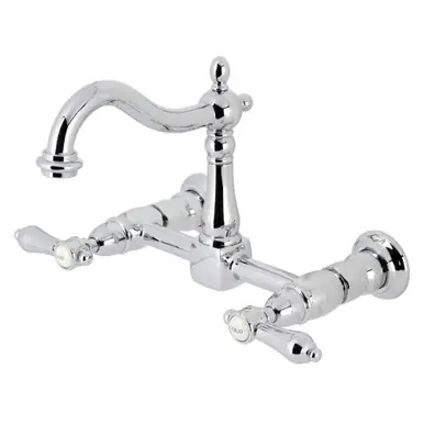 Kingston Brass Heirloom Two Handle Wall Mount Kitchen Faucet, Polished Chrome - KS1261BAL Limited Offer