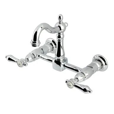 Kingston Brass Heirloom Two Handle Wall Mount Kitchen Faucet, Polished Chrome - KS2441BAL Genuine