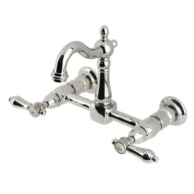 Kingston Brass Heirloom Two Handle Wall Mount Kitchen Faucet, Polished Nickel - KS2446BAL Best Seller