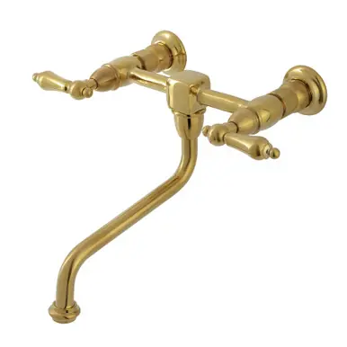 Cheap Kingston Brass Heritage Two Handle Wall Mount Bathroom Faucet, Brushed Brass - KS1217AL