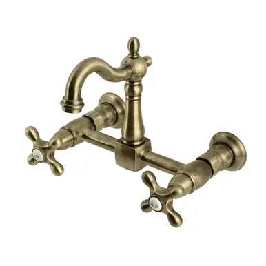 Weekend Sale Kingston Brass Heritage Two Handle Wall Mount Kitchen Faucet, Antique Brass - KS2443AX