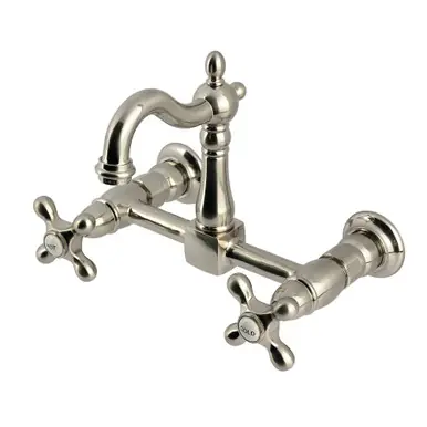 Kingston Brass Heritage Two Handle Wall Mount Kitchen Faucet, Brushed Nickel - KS2448AX Buy Direct