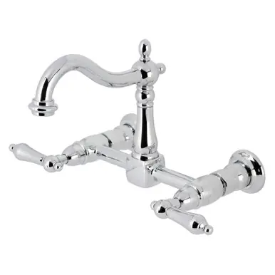 Kingston Brass Heritage Two Handle Wall Mount Kitchen Faucet, Polished Chrome - KS1261AL Popular