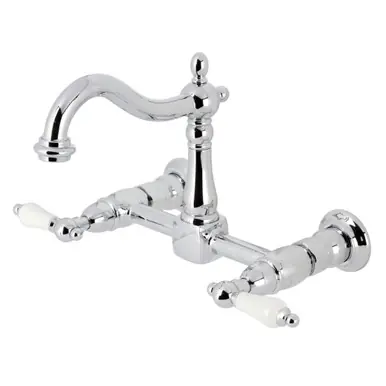 Kingston Brass Heritage Two Handle Wall Mount Kitchen Faucet, Polished Chrome - KS1261PL No Minimum Order