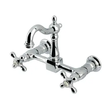 Kingston Brass Heritage Two Handle Wall Mount Kitchen Faucet, Polished Chrome - KS2441AX Limited Offer