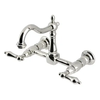 Kingston Brass Heritage Two Handle Wall Mount Kitchen Faucet, Polished Nickel - KS1266AL Shop Now