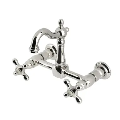 Get Yours Kingston Brass Heritage Two Handle Wall Mount Kitchen Faucet, Polished Nickel - KS2446AX