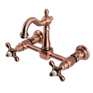 Kingston Brass Heritage Two-Handle Wall Mount Bridge Kitchen Faucet, Antique Copper - KS244AXAC Shop Now