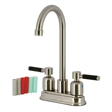 Kingston Brass Kaiser 4-Inch Centerset High-Arc Bar Faucet, Brushed Nickel - FB8498DKL Fast Shipping