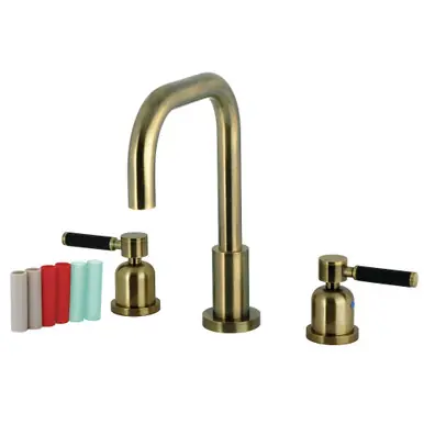 Worldwide Shipping Kingston Brass Kaiser Widespread Bathroom Faucet with Brass Pop-Up, Antique Brass - FSC893DKLAB