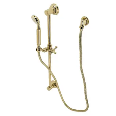 Fresh Stock Kingston Brass KAK3422W2 Made To Match Hand Shower Combo with Slide Bar, Polished Brass