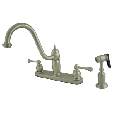 Worldwide Shipping Kingston Brass KB1118BLBS Heritage Centerset Kitchen Faucet with Side Sprayer, Brushed Nickel