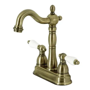 Kingston Brass KB1493PL Heritage Two-Handle Bar Faucet, Antique Brass Warranty Included
