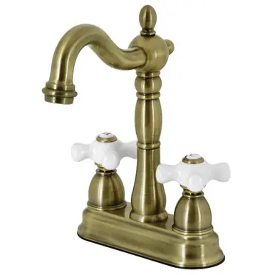 Kingston Brass KB1493PX Heritage Two-Handle Bar Faucet, Antique Brass Cheap