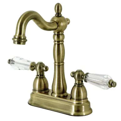 Kingston Brass KB1493WLL Wilshire Two Handle Bar Faucet, Antique Brass Hassle-Free Returns