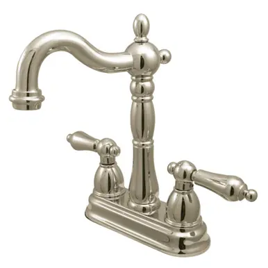Kingston Brass KB1496AL Heritage Two-Handle Bar Faucet, Polished Nickel Editor’s Pick