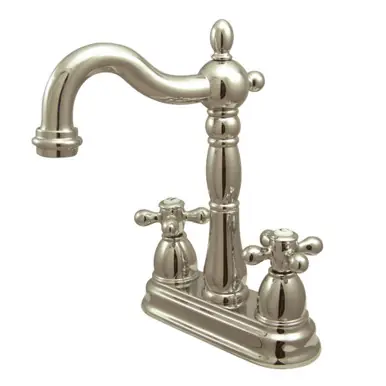 Kingston Brass KB1496AX Heritage Two-Handle Bar Faucet, Polished Nickel Free Returns