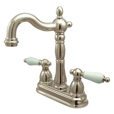 Top Rated Kingston Brass KB1496PL Heritage Two-Handle Bar Faucet, Polished Nickel