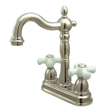 Direct From Factory Kingston Brass KB1496PX Heritage Two-Handle Bar Faucet, Polished Nickel