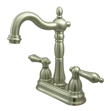 Warranty Included Kingston Brass KB1498AL Heritage Two-Handle Bar Faucet, Brushed Nickel
