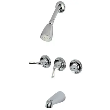 Viral Kingston Brass KB2231YL Yosemite Three-Handle Tub and Shower Faucet, Polished Chrome