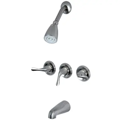 Exclusive Kingston Brass KB2238YL Yosemite Three-Handle Tub and Shower Faucet, Brushed Nickel