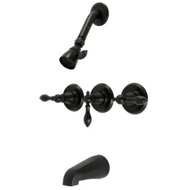 Top Rated Kingston Brass KB230ACL American Classic Three-Handle Tub and Shower Faucet, Matte Black
