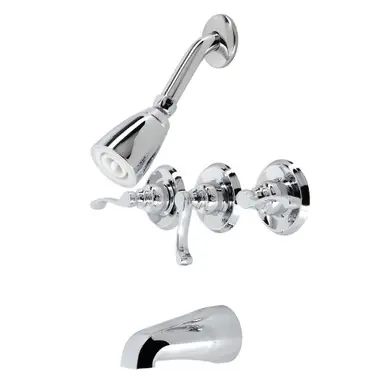Kingston Brass KB231FL Royal Three-Handle Tub and Shower Faucet, Polished Chrome Final Sale