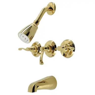 Buy Direct Kingston Brass KB232FL Royal Three-Handle Tub and Shower Faucet, Polished Brass